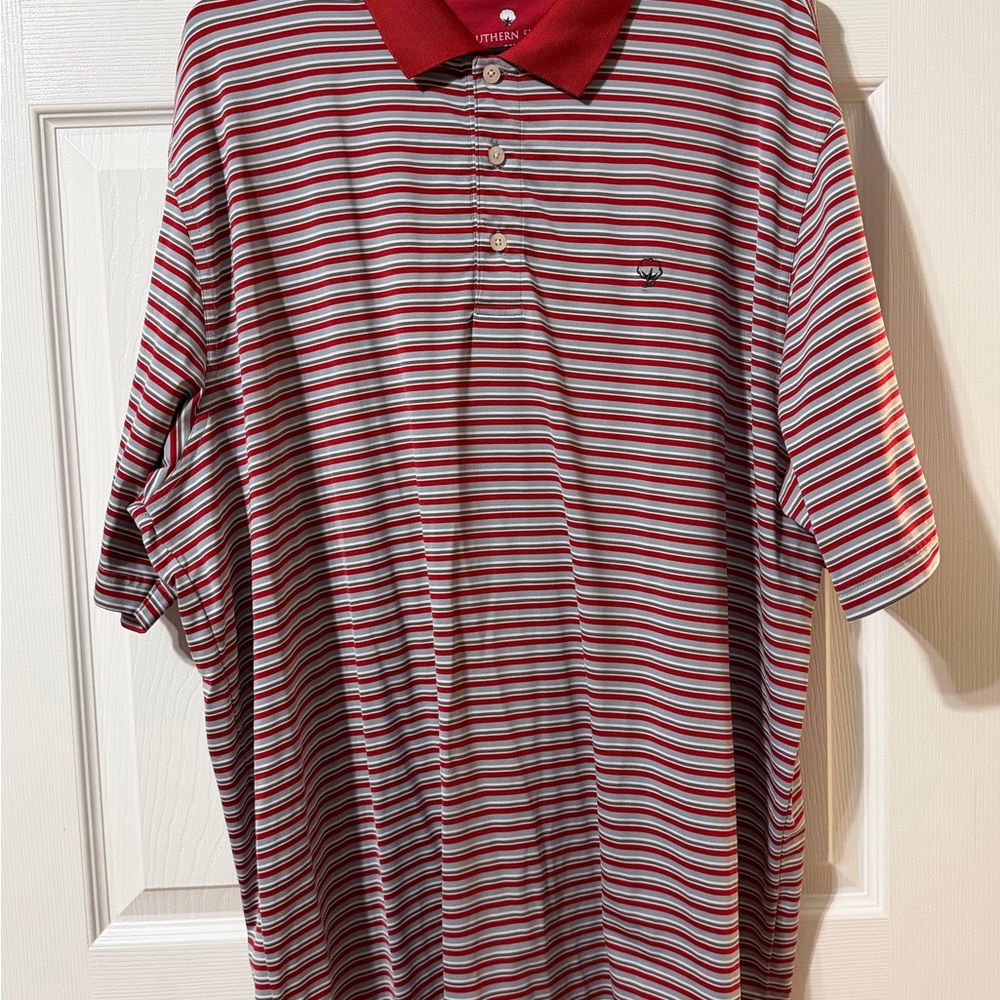 The Southern Shirt Company Red and White Striped Polo
